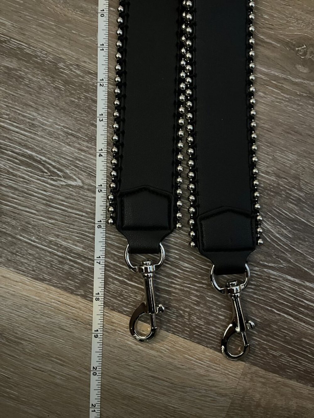 Faux Leather Crossbody Purse Shoulder Replacement Strap Silver Hardware Beads - Picture 3 of 5